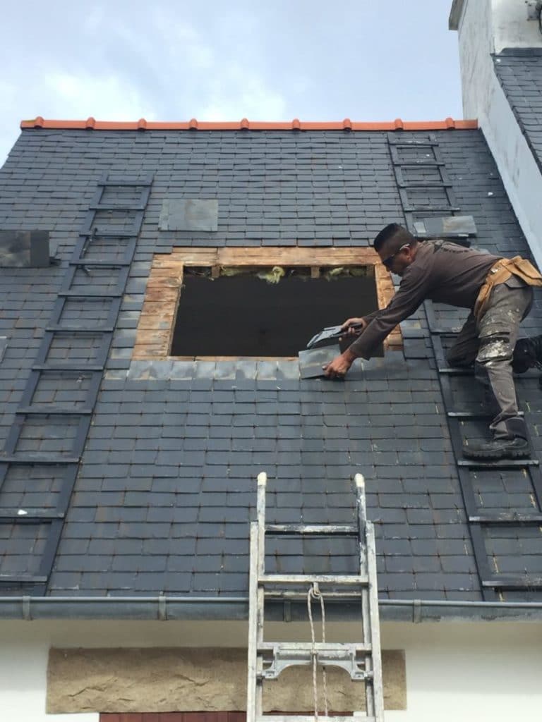 Couverture Quimper Concarneau ardoise fibrociment gouttière